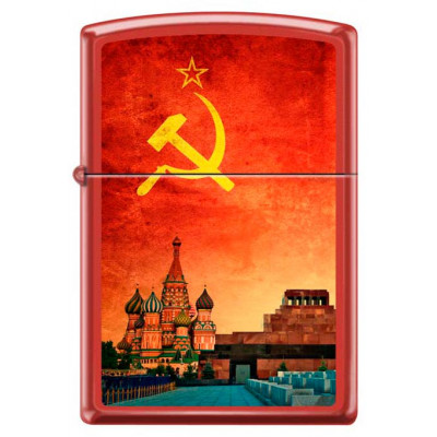 233 SOVIET DESIGN Зажигалка ZIPPO Красная Москва, с покрытием Red Matte, латунь/сталь, красная, матовая, 38x13x57 мм