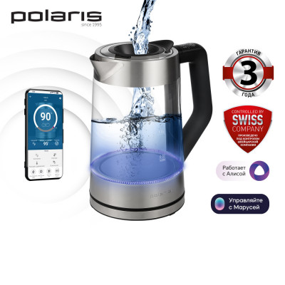 Чайник Polaris PWK 1725CGLD WIFI IQ Home, серебристый/черный